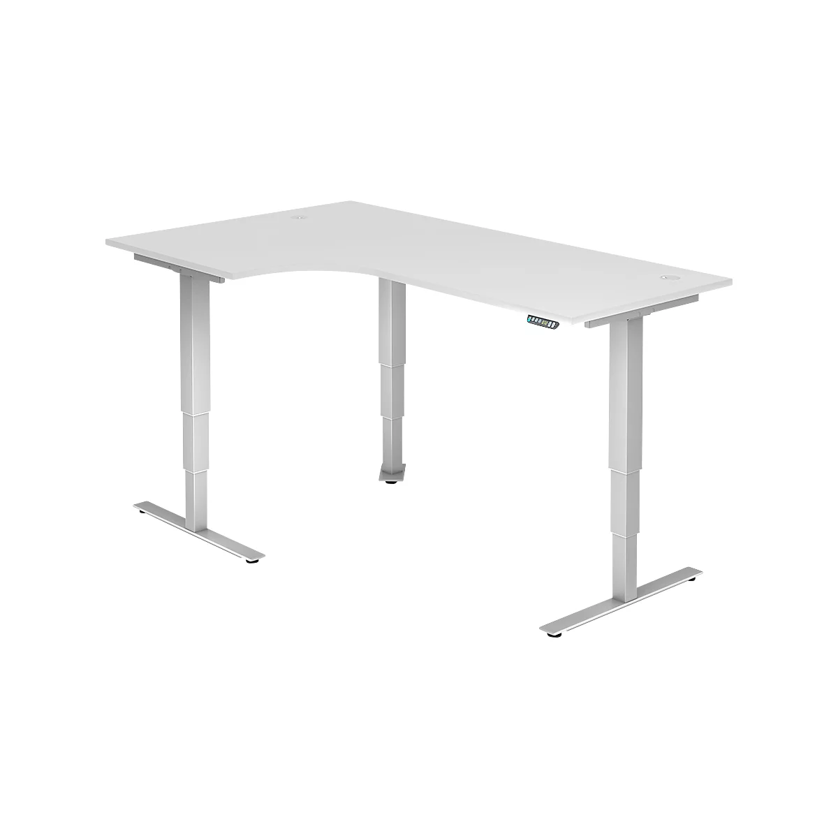 Winkelschreibtisch ULM, elektrisch, höhenverstellbar, B 2000 mm, weiß