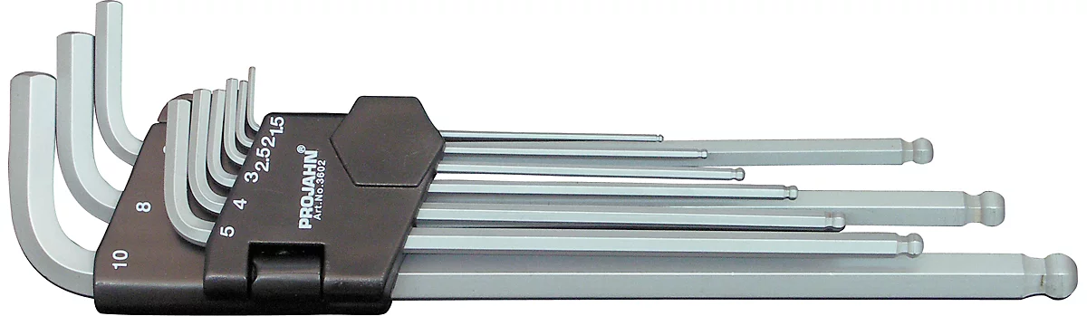 Winkelstiftschlüssel-Satz Projahn, 9-tlg., f. Innen-6kant 1,5-10 mm, etra lang, Chrom-Vanadium-Stahl