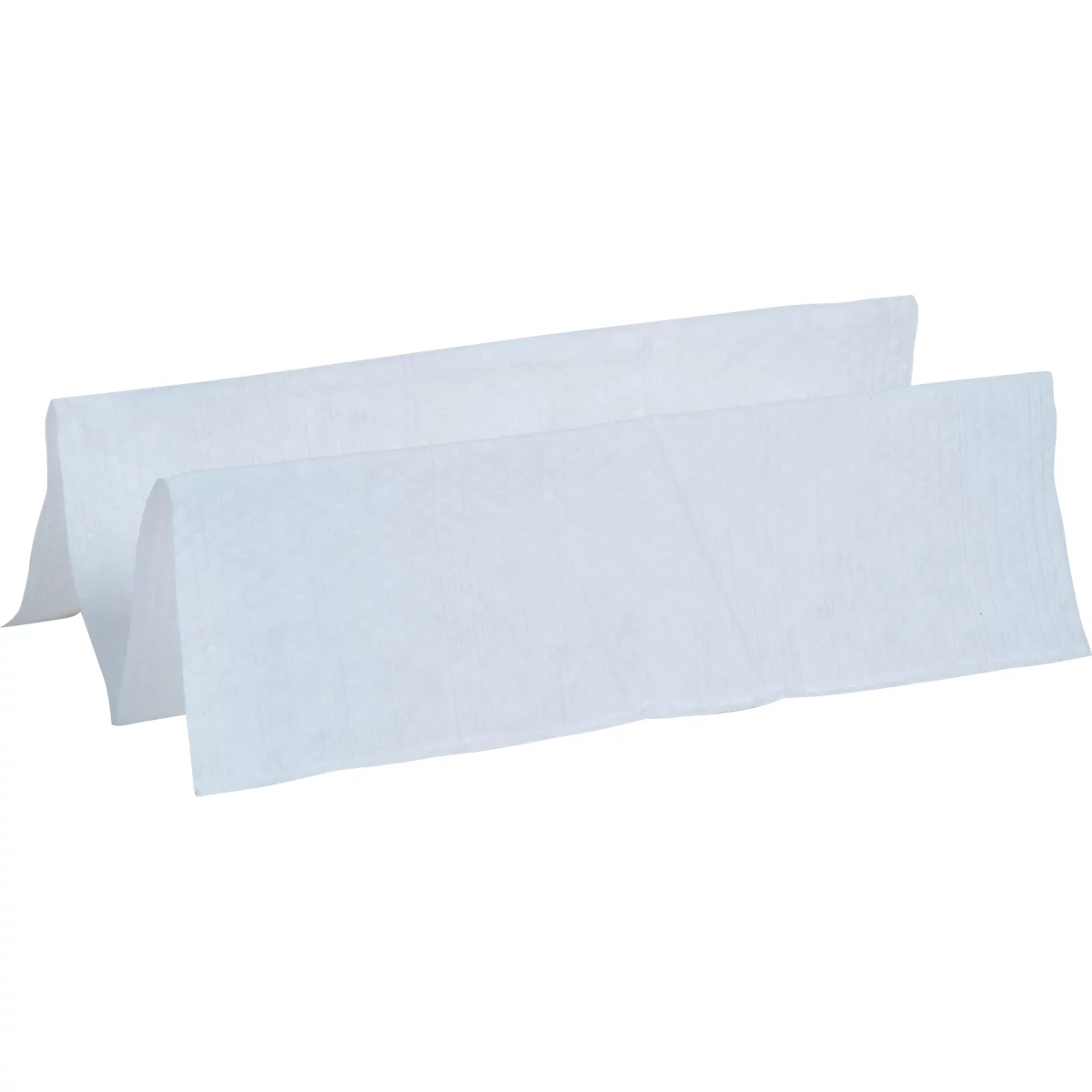 A white, folded paper towel with a slightly ribbed surface. The background is white.