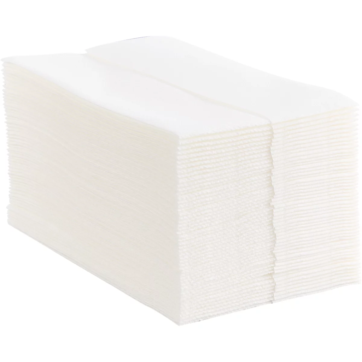 Stapel witte papieren servetten, opgevouwen.