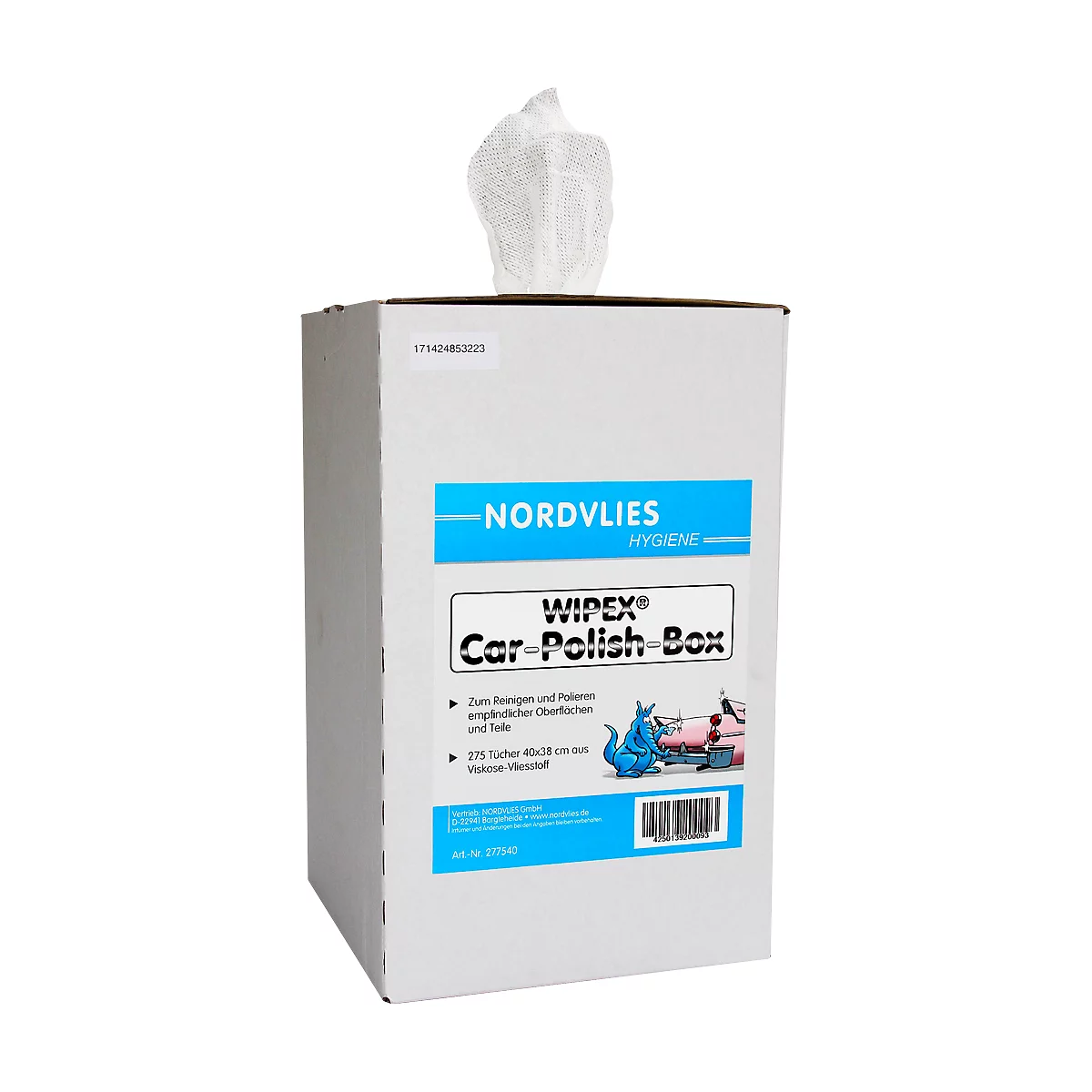 WIPEX Spezial reinigingsdoek, natuur-viscose, doos "Car-Polish-Box"