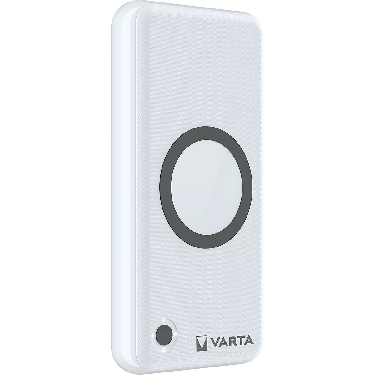 Wireless Powerbank Varta, 20000 mAh, 1x USB-C (In &amp; Out), 2x USB-A (Out), chargement avec ou sans câble, L 79 x P 24 x H 160 mm, blanc