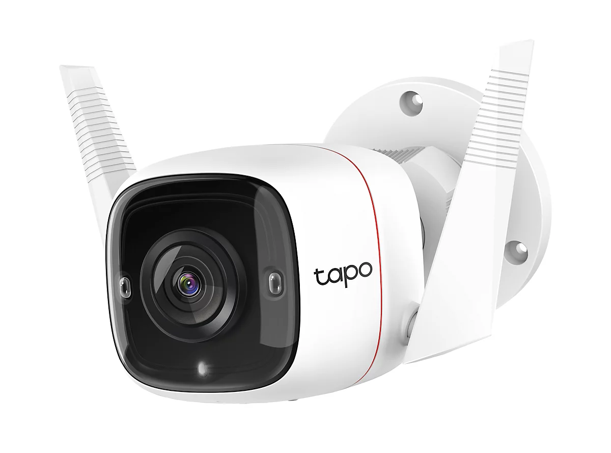 WLAN Kamera tp-link Tapo C310, für Außen, 3MP HD, Nachtsicht, Bewegungsmelder, Ton-/Lichtalarm, IP66, Ethernet, microSD, Netzadapter & Montagezubehör