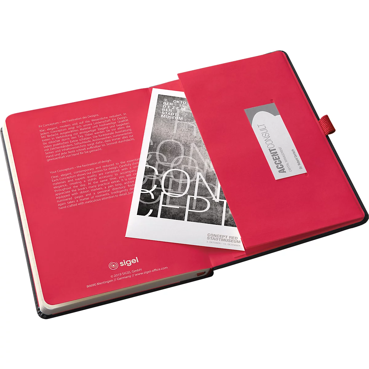 Wochenkalender Sigel Conceptum 2026 C2608, A5, 192 Seiten, 1 Jahr, 2 Seiten für je 1 Woche, PEFC®-Papier/Kunststoff, rot-schwarz