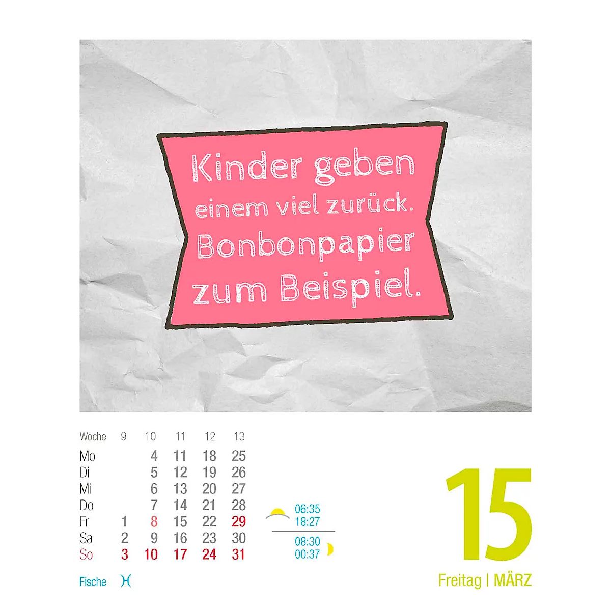 WochentagKalender Korsch Visual Words 2024, 1 Seite je Wochentag, 120
