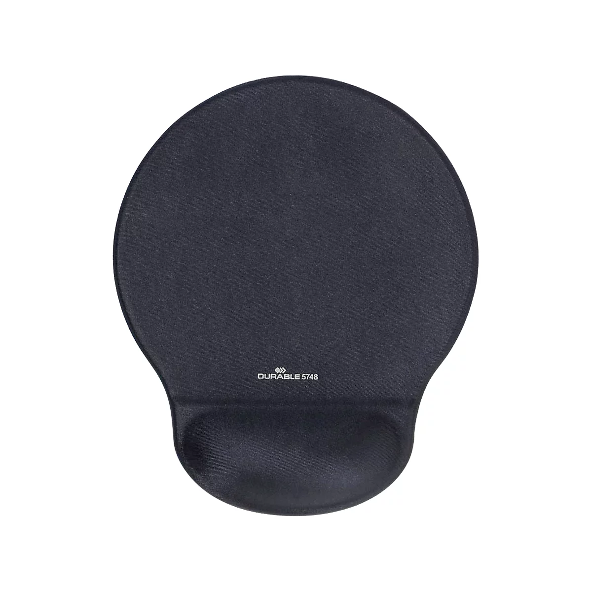 Black ergonomic mouse pad with wrist support. Printed: DURABLE 5748.