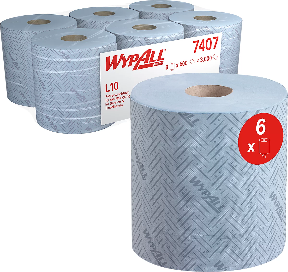 WYPALL* L10 EXTRA limpiaparabrisas + RCS de alimentación central, de material Airflex, 2400 hojas, 1 capa, azul