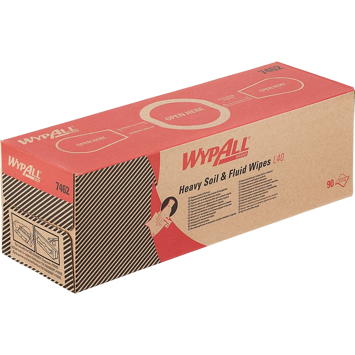 WypAll® L40 doekjes, 1-laags, L 246 x B 406 mm, papier, wit, 9 dozen met elk 90 doekjes