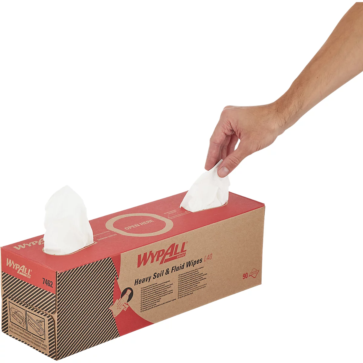 WypAll® L40 doekjes, 1-laags, L 246 x B 406 mm, papier, wit, 9 dozen met elk 90 doekjes