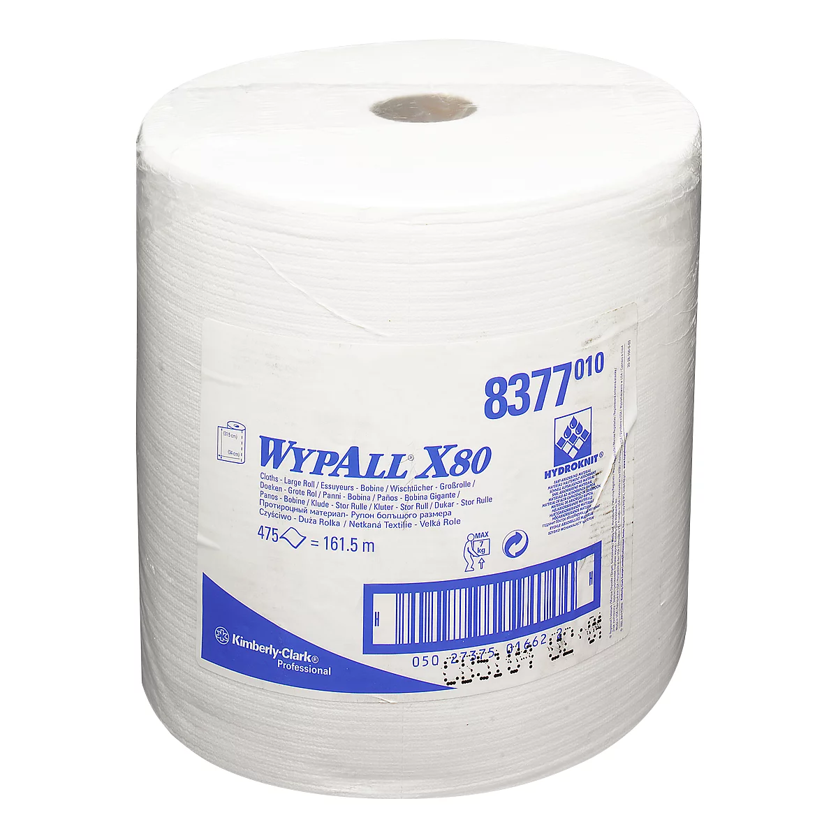 WYPALL* poetsdoek X-80, van Hydroknit materiaal, 475 doeken, 1-laags, wit