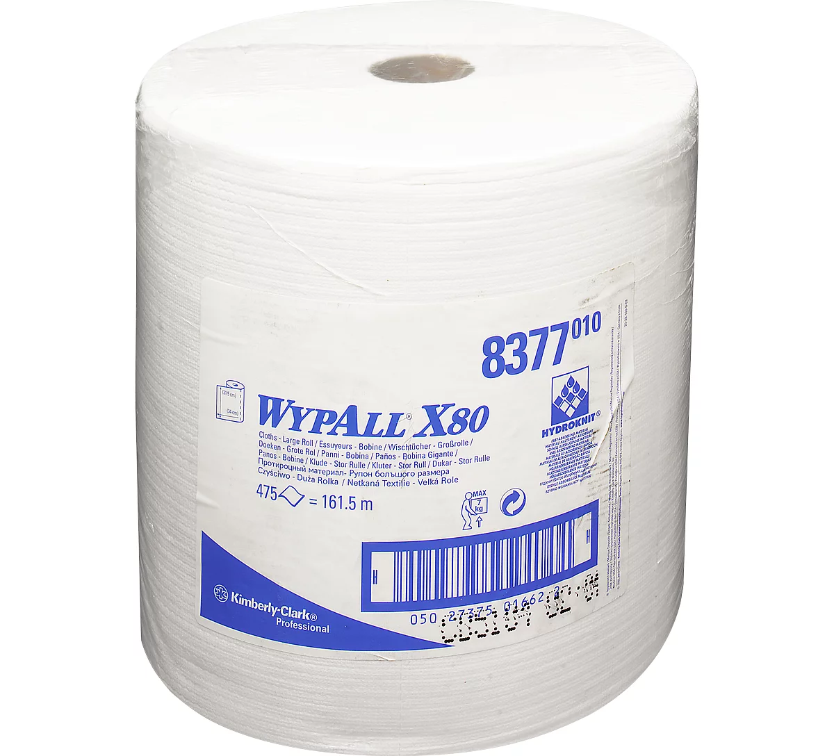 WYPALL* Toallitas X-80, material hydroknit, 475 hojas, 1 capa, blanco