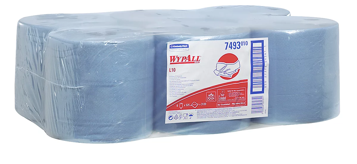 WYPALL* Wischtuch L-10 EXTRA Zentralentnahme RCS, aus Airflexmaterial, 3150 Tücher, 1-lagig, blau