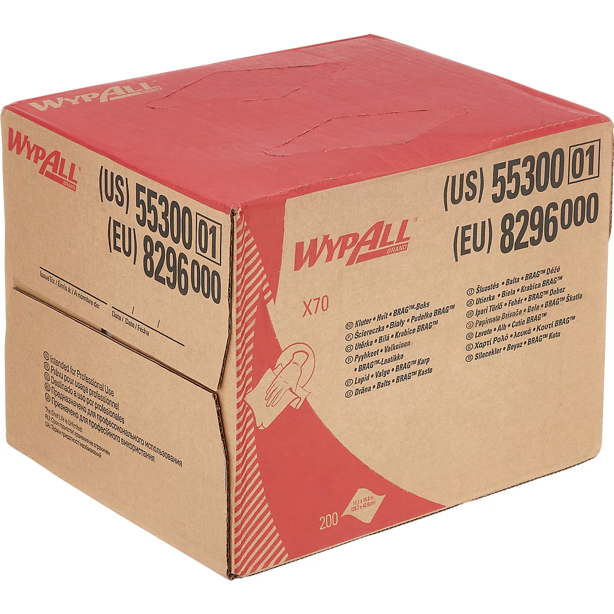 WypAll® X70 PowerClean Wischtücher, 1-lagig, L 426 x B x 282 mm, Papier, weiß, 1 BRAG™ Box mit 200 Tüchern