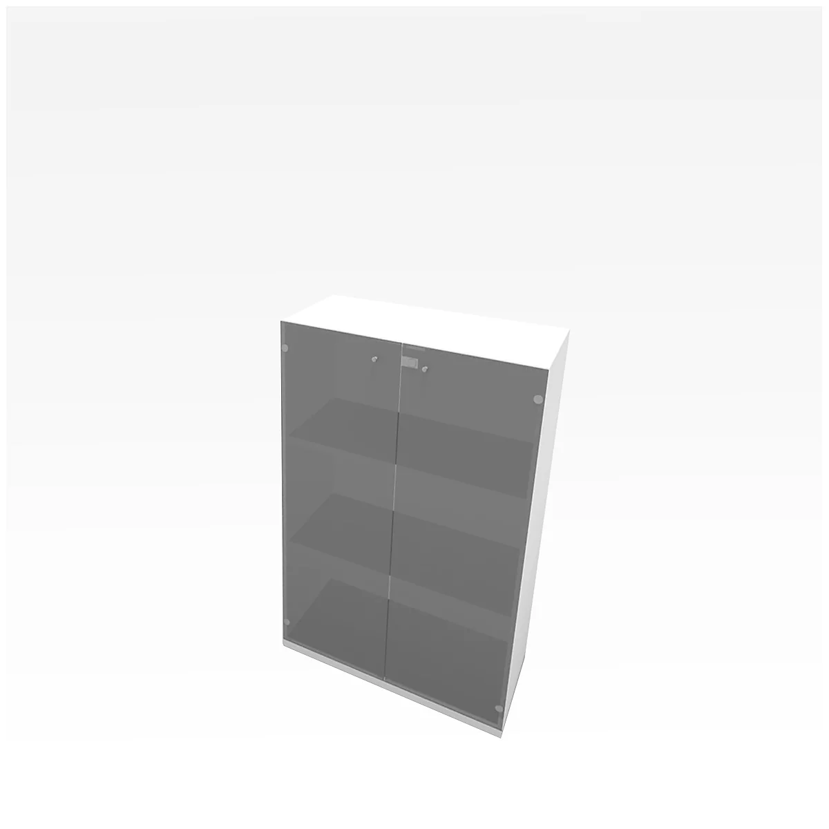 X-TIME WORK cupboard, 3 AA, glass doors, 860 x 430 x 1310 mm, glass/white