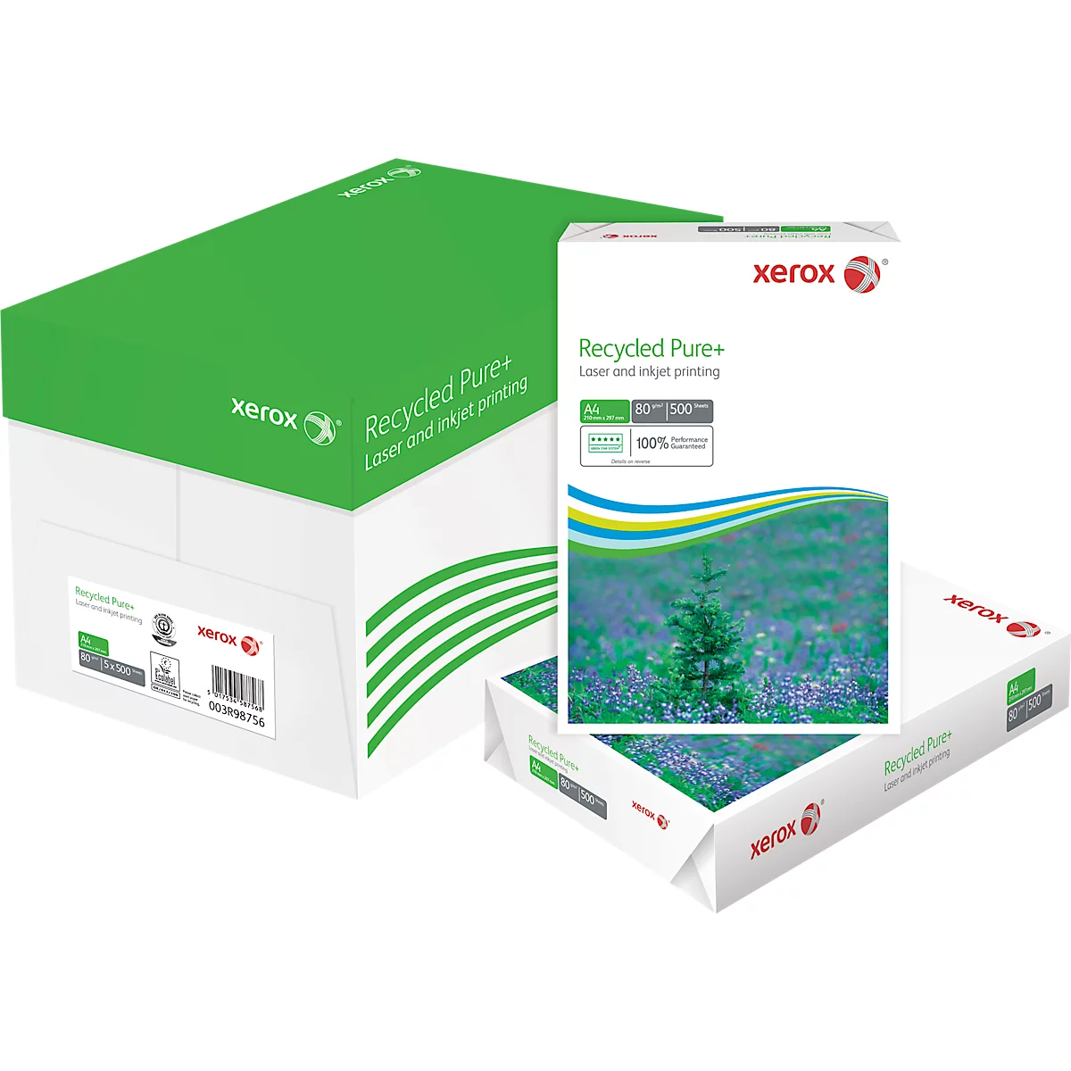 Xerox kopieerpapier Recycled Pure+, DIN A4, gramsgewicht 80 g/m², CIE 135 / ISO 100, 2500 vellen