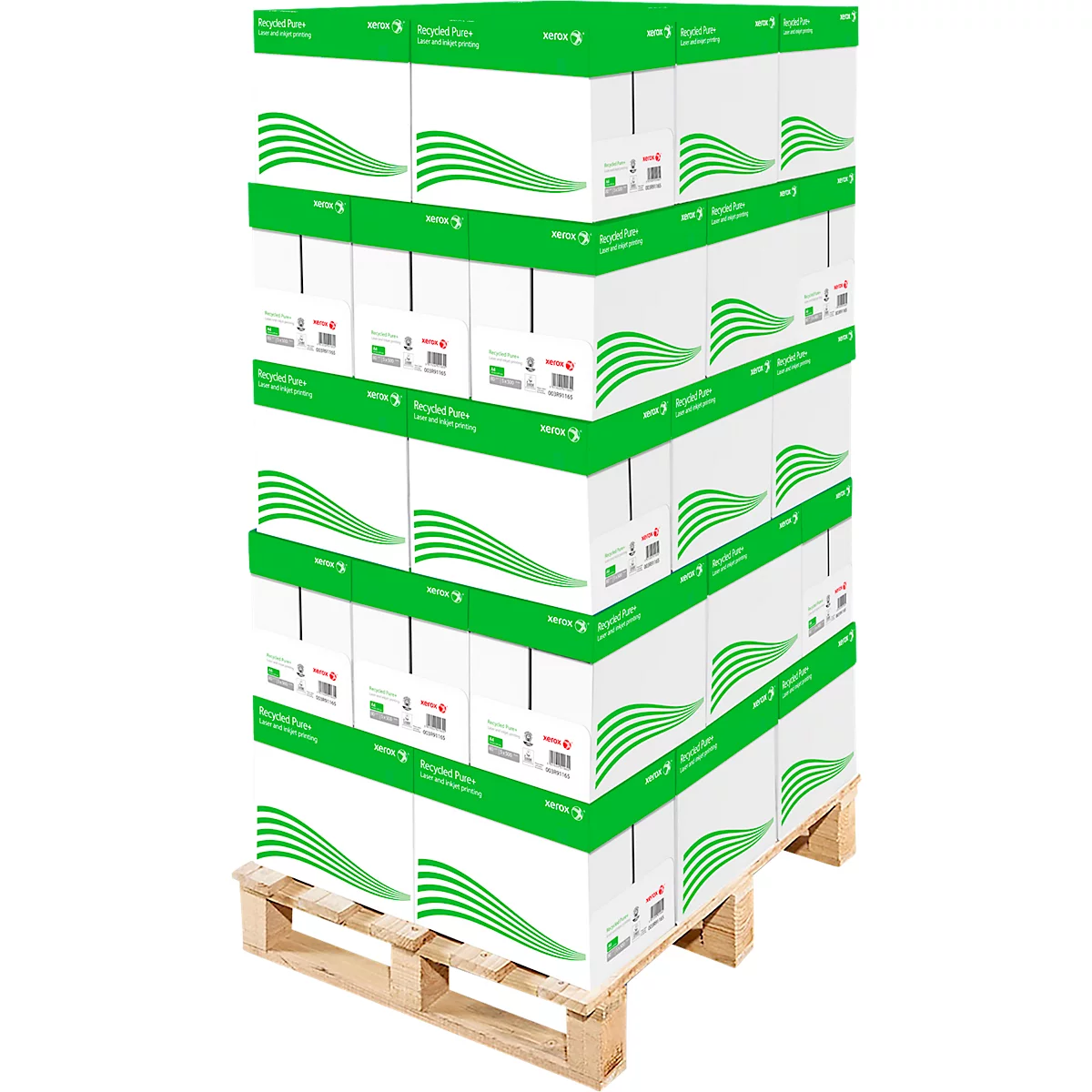 Xerox Kopierpapier Recycled Pure+, DIN A4, Grammatur 80 g/m², CIE 135 / ISO 100, 240 x 500 Blatt, auf Palette