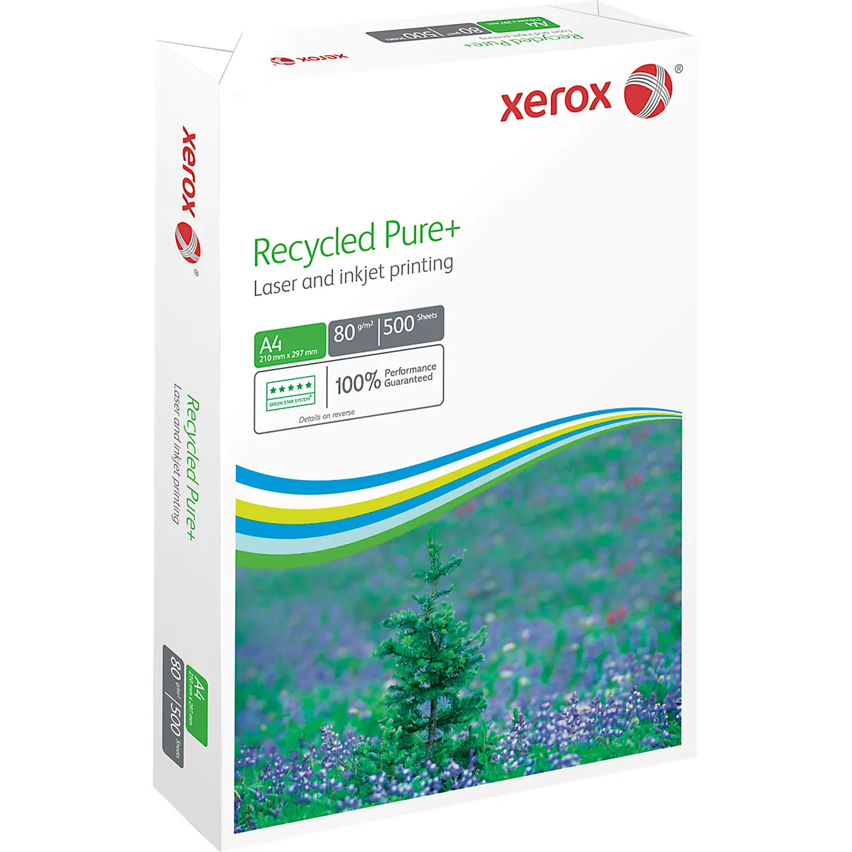 Xerox Kopierpapier Recycled Pure+, DIN A4, Grammatur 80 g/m², CIE 135 / ISO 100, 5 x 500 Blatt