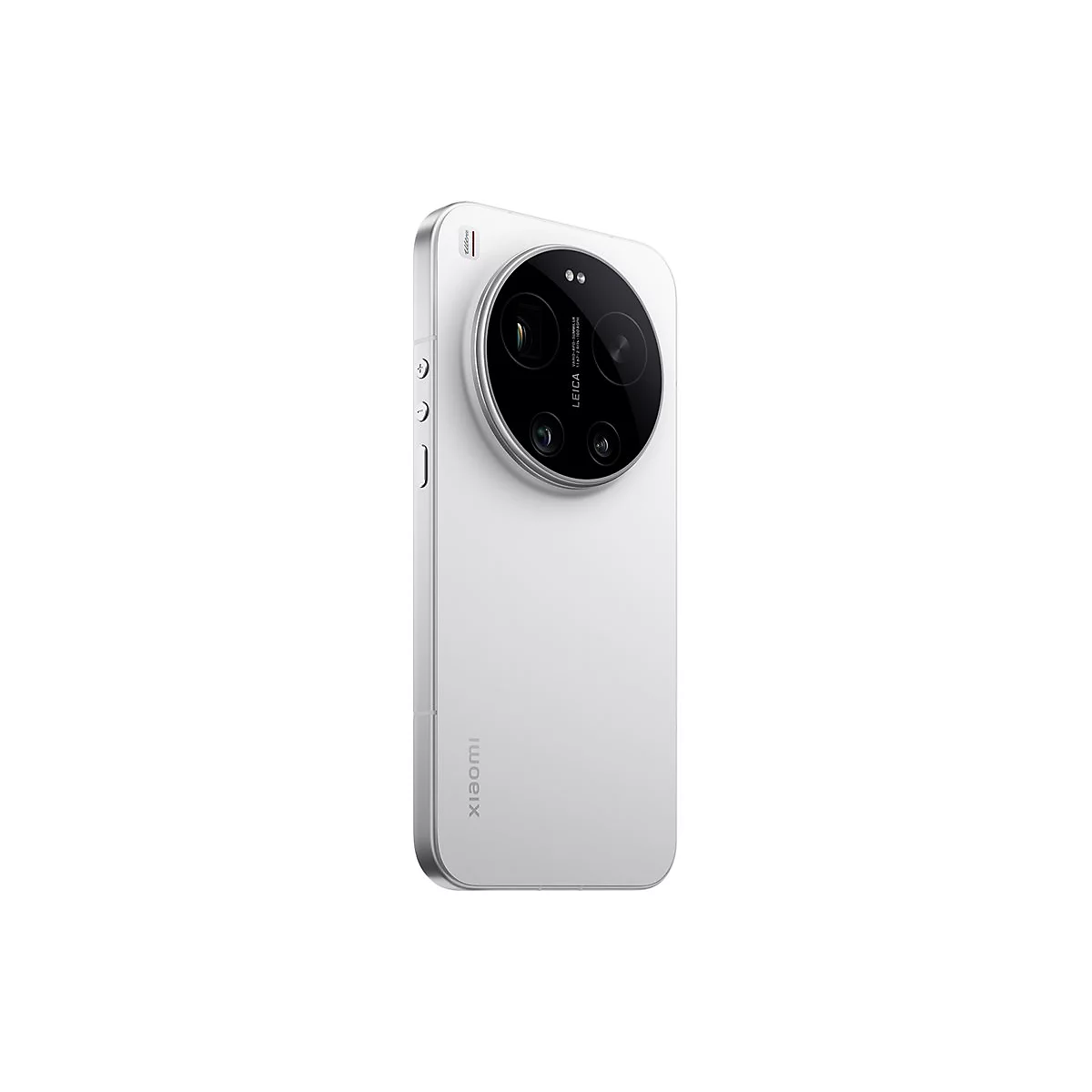 Weißes Xiaomi Smartphone von hinten mit großem, rundem Leica-Kameramodul.