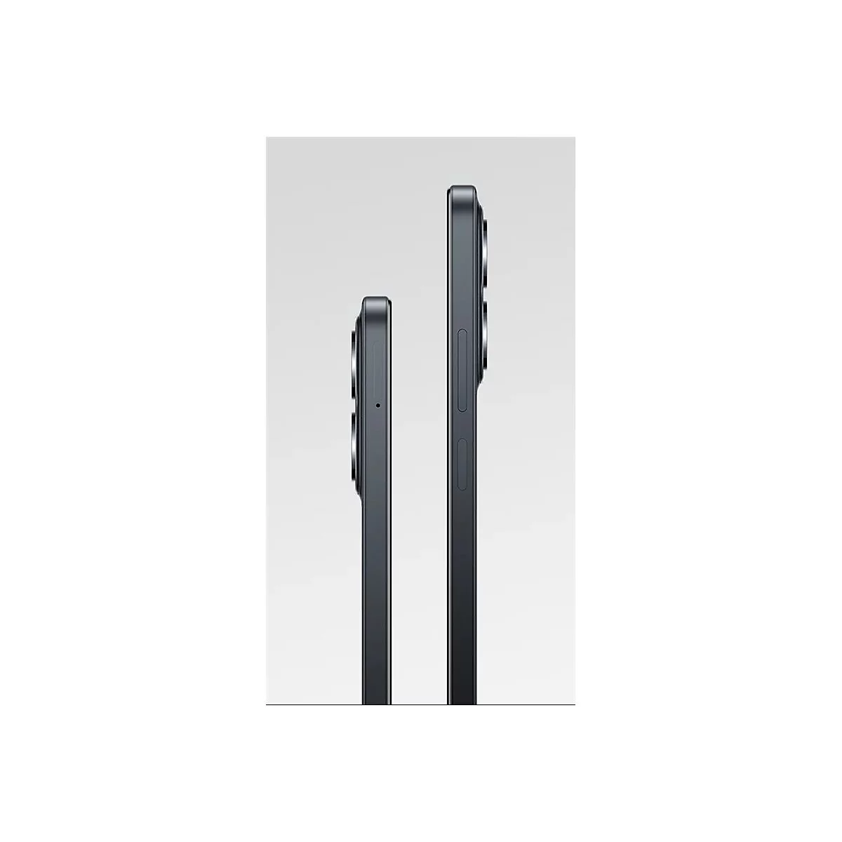 Zwei Smartphones in Seitenansicht. Großes Smartphone rechts, kleines links. Beide in Anthrazit gehalten.