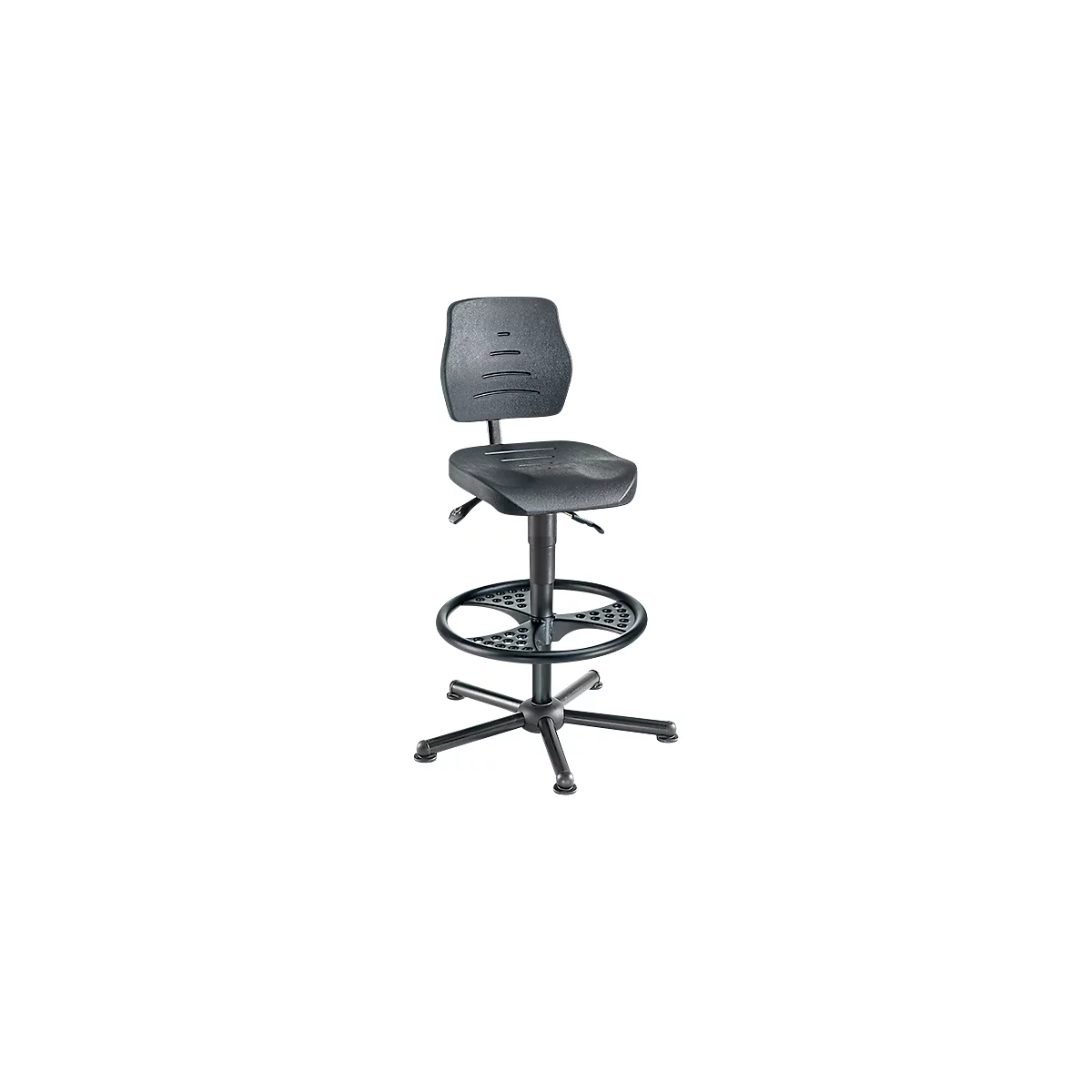 XXL-werkdraaistoel meychair Workster Pro W015-01081, in hoogte verstelbaar, met glijders &amp; voetring, tot 250 kg, staal &amp; polyurethaanschuim, desinfectiebestendig, zwart