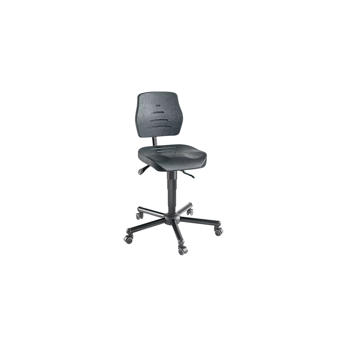 XXL-werkdraaistoel meychair Workster Pro W15-01085, draaibaar en in hoogte verstelbaar, tot 250 kg, B 470 x D 470 x H 880 - 1020 mm, staal &amp; PU, desinfectiebestendig, zwart