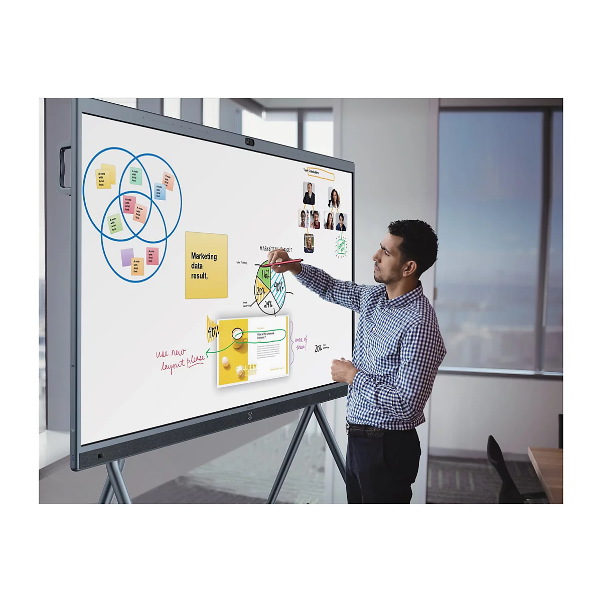 Yealink MeetingBoard - 165 cm (65') Diagonalklasse LCD-Display mit LED-Hintergrundbeleuchtung - interaktiv - mit integriertes, interaktives Whiteboard, Touchscreen (Multi-Touch), 4K-Kamera und 16 Mikrofon-Array - 4K UHD (2160p) 3840 x 2160 - direk...