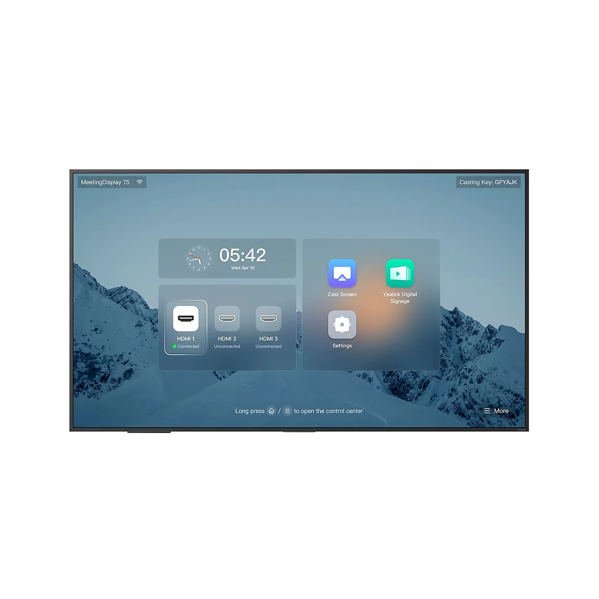 Der Bildschirm zeigt eine Uhrzeit von 05:42, HDMI-Anschlüsse und andere App-Symbole.