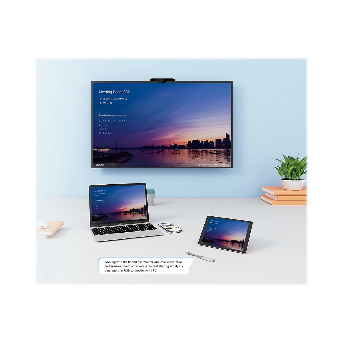 Yealink RoomCast - Präsentationsserver - 1GbE - Wi-Fi 5 - Bluetooth