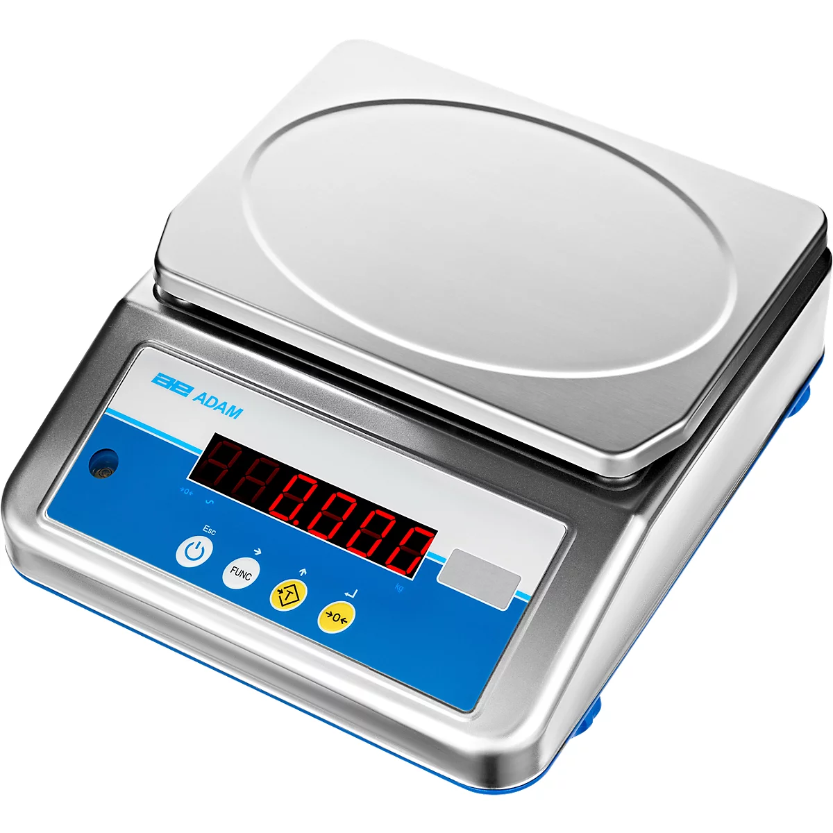 Zählwaage Adam Aqua ABW 4S, Wägebereich 0,1 g-4 kg, IP68, Dual-LED-Display, Netzanschluss/Akku, B 255 x T 290 X H 105 mm, Edelstahl, grau