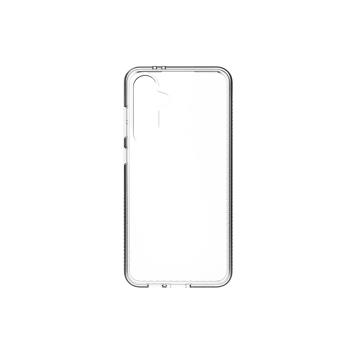 Coque de téléphone transparente, vue de face.