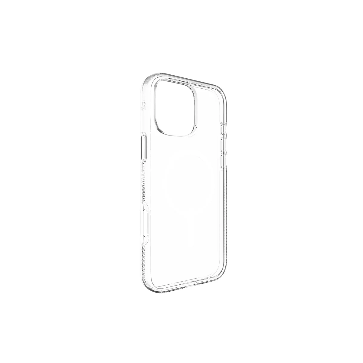 Durchsichtige Handyhülle aus Kunststoff. Die Hülle zeigt das Design des Telefons.