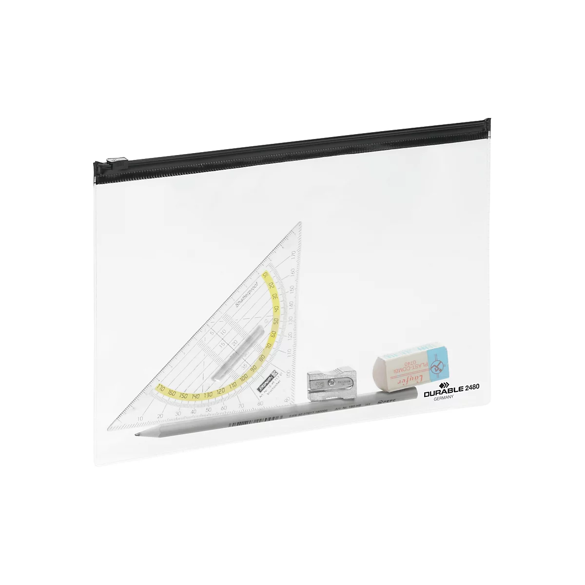 Zak met ritssluiting ZIP BAG, transparant met zwarte zipper, A5, 5 stuks