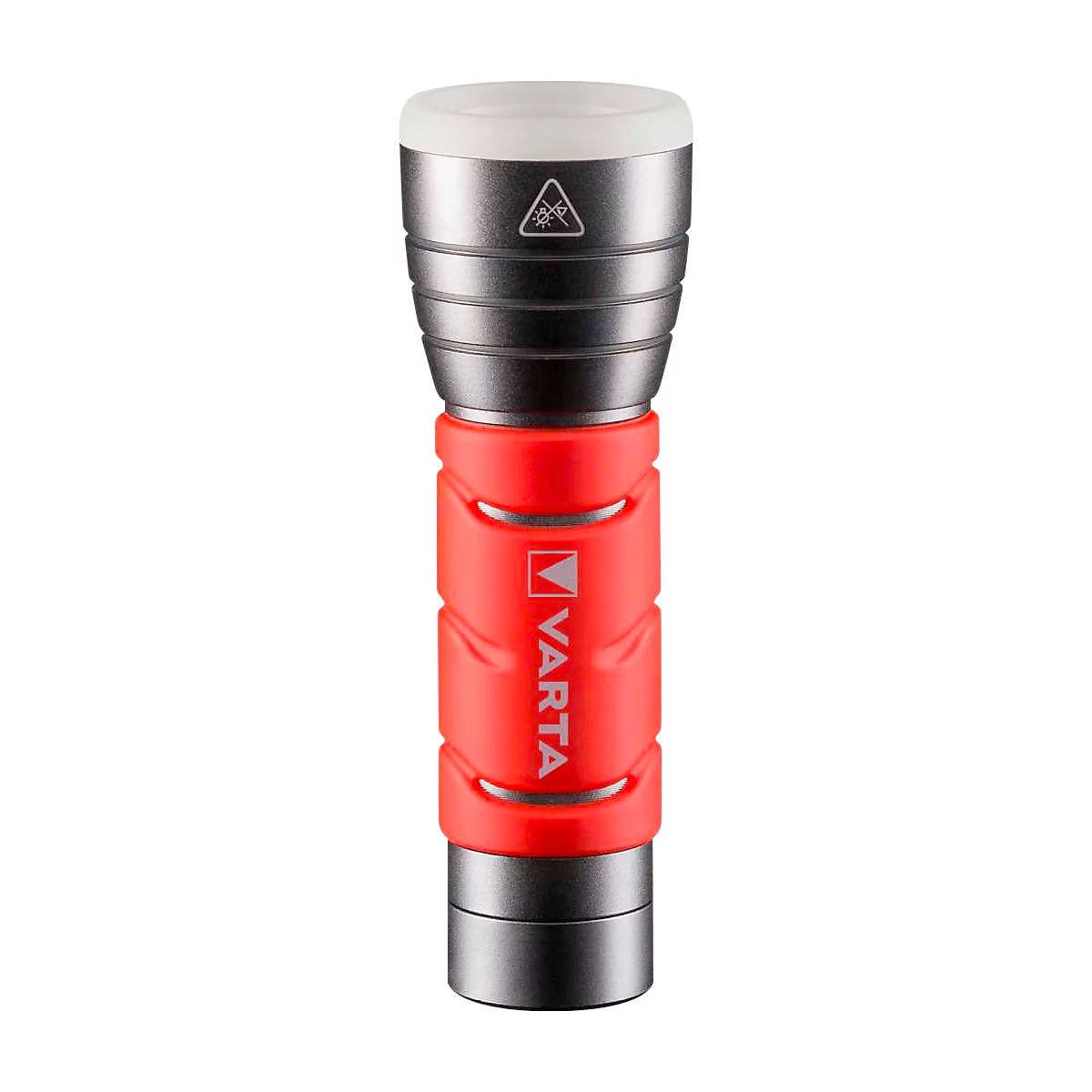 Zaklamp VARTA Buitensport F10, 250 lm, tot 130 m, tot 40 uur, IPX4, 2 lichtstanden, verduisterend, incl. batterijen, Ø 40 x L 122 mm, rood-zwart
