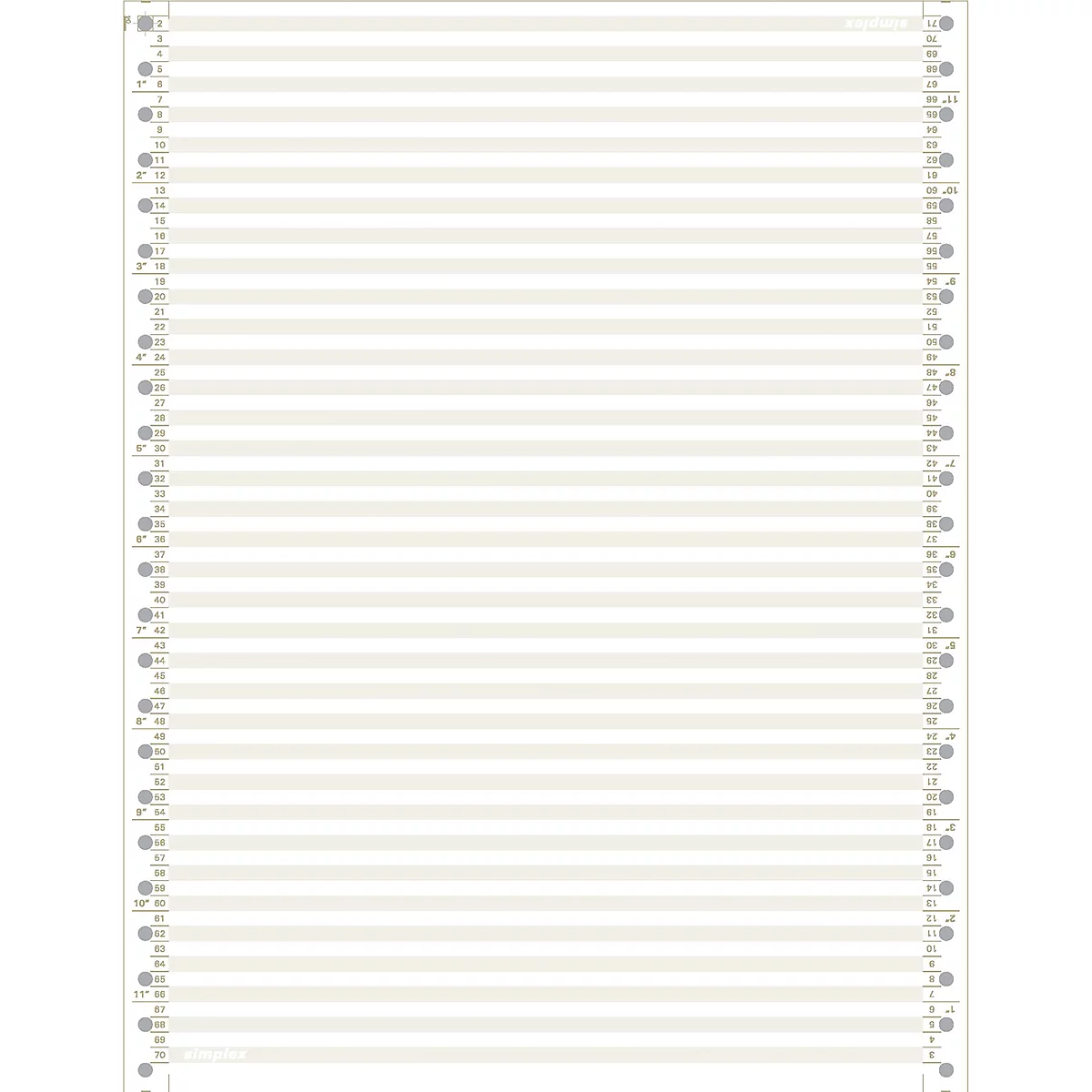 Notepad with lined page and numbered holes for filing.