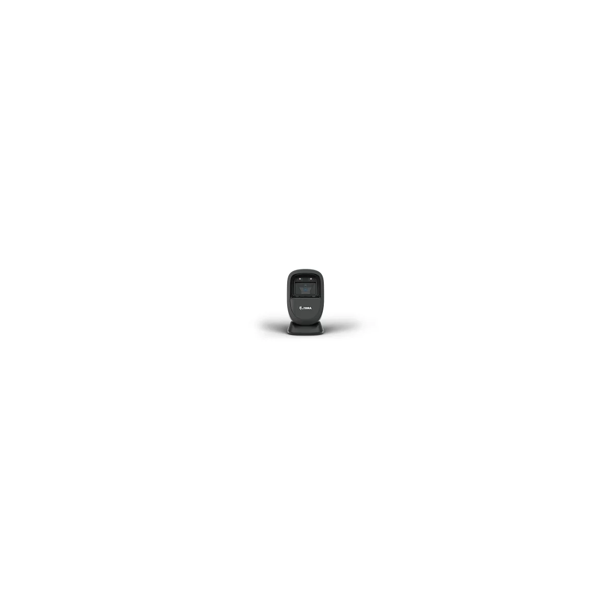 Scanner de codes-barres noir avec le logo ZEBRA sur fond noir.
