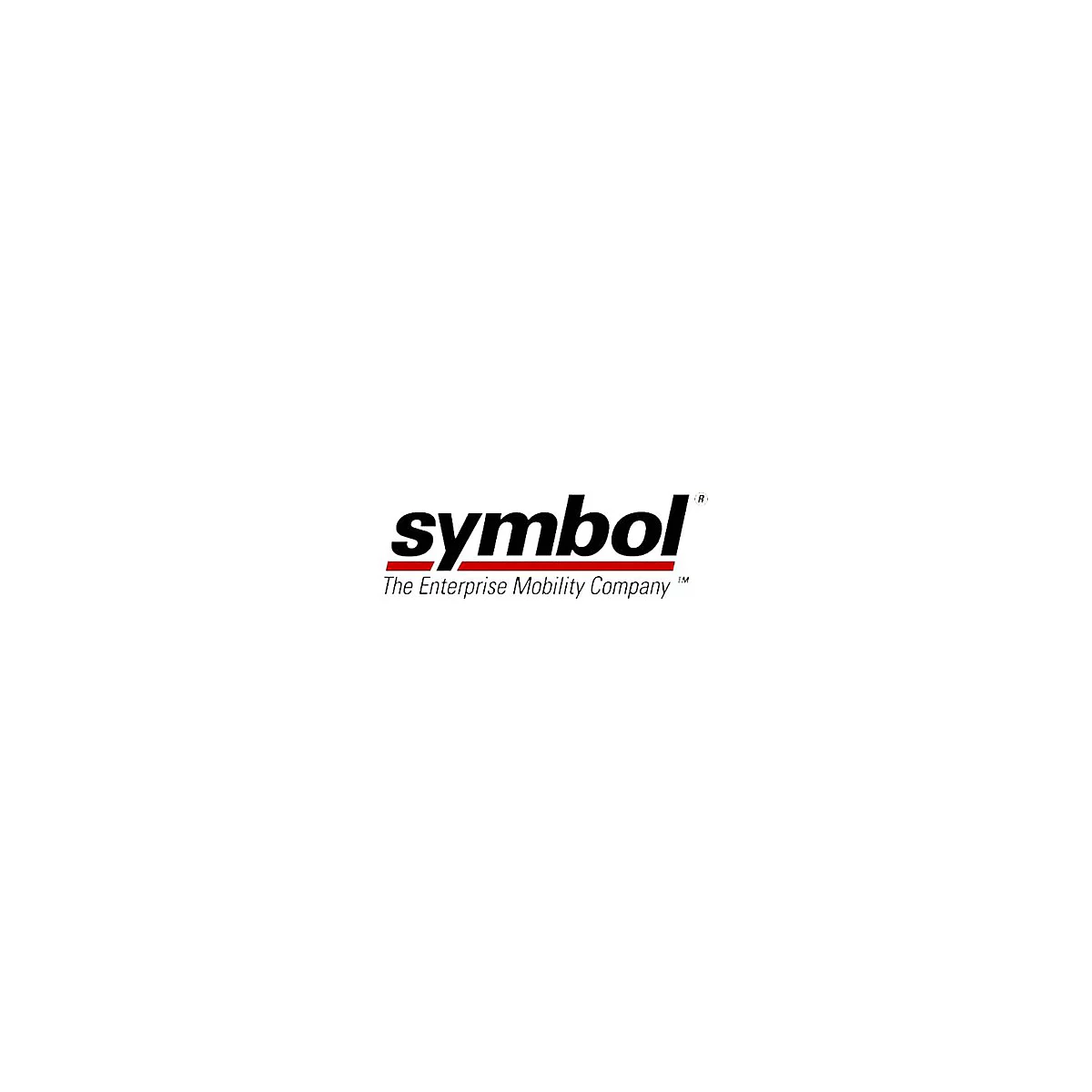 Logo der Firma Symbol, schwarze Schrift auf weißem Grund. Unterhalb des Wortes Symbol befindet sich der Schriftzug: The Enterprise Mobility Company.