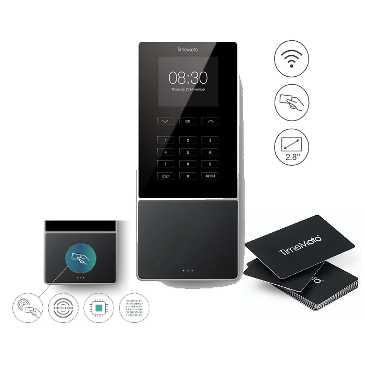 Zeiterfassungssystem TimeMoto TM-616, für bis zu 200 Mitarbeiter + PC-Plus Software für Offline-Betrieb