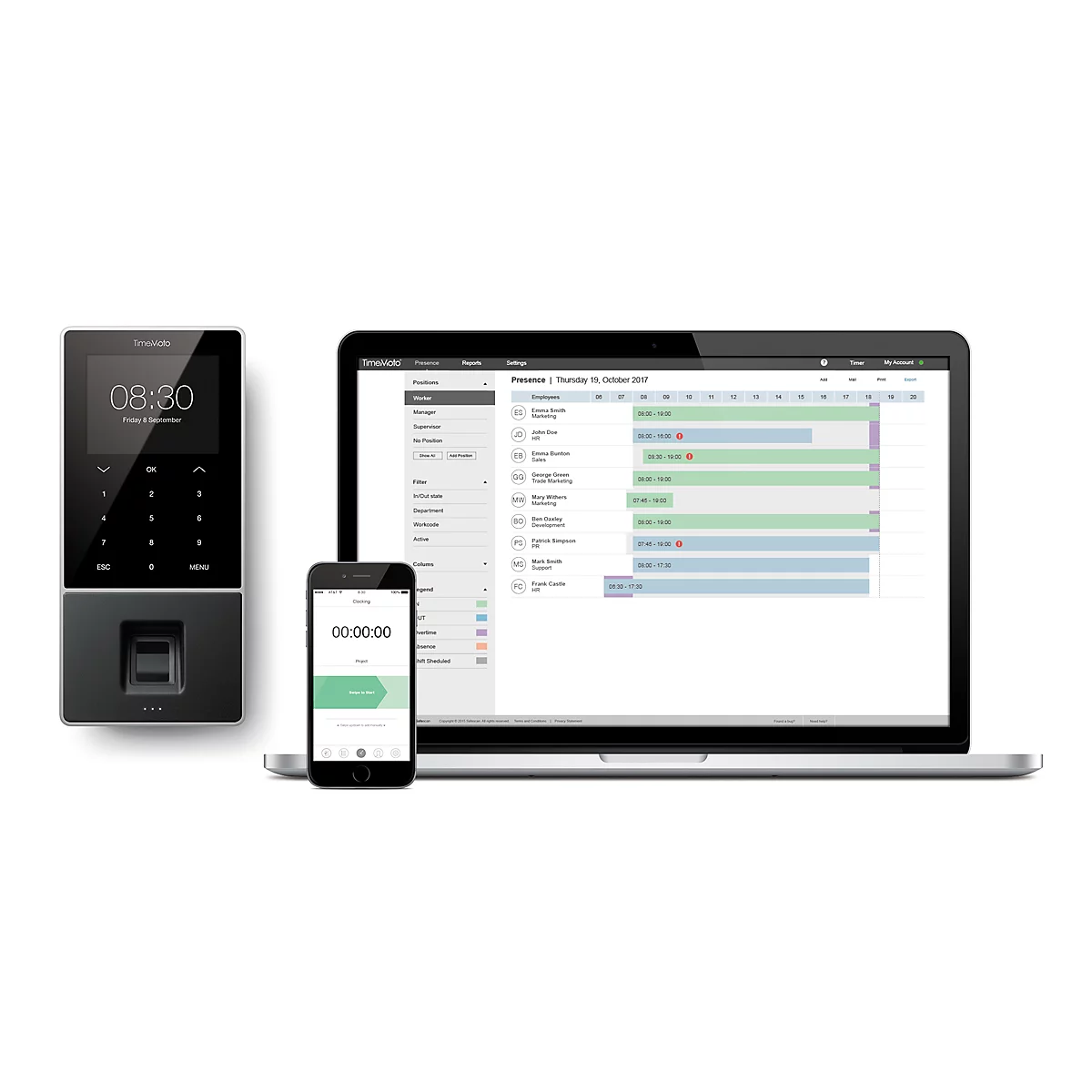 Zeiterfassungssystem TimeMoto TM-616, für bis zu 200 Mitarbeiter + PC-Plus Software für Offline-Betrieb