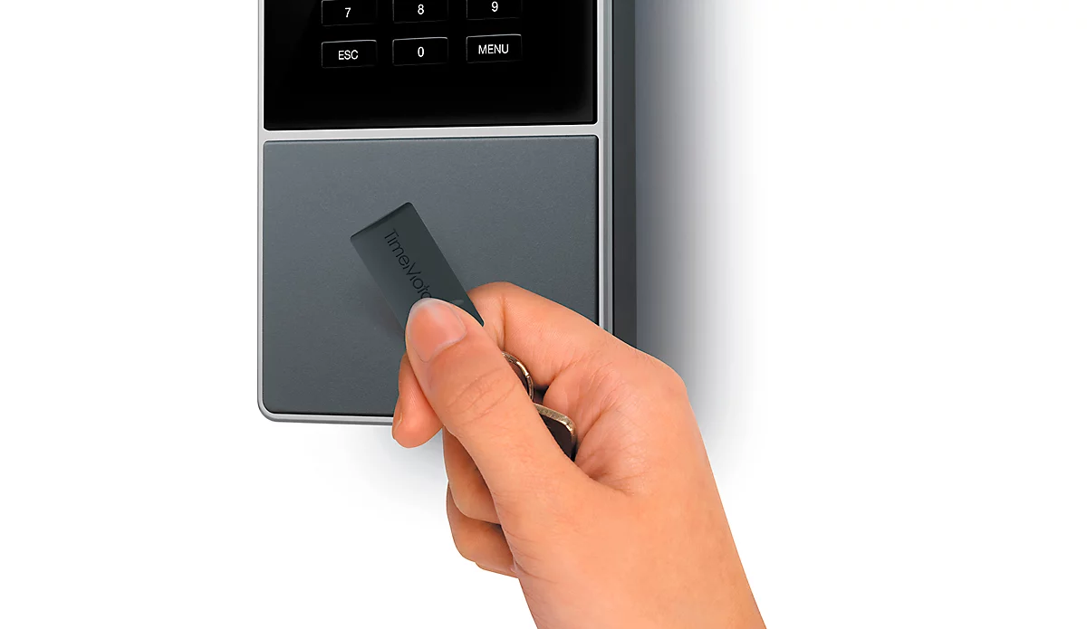 Zeiterfassungssystem TimeMoto TM-616, Wandmontage, Komplettlösung, bis 200 Nutzer, ID per RFID/PIN, USB/LAN/WLAN, 5 RFID-Karten