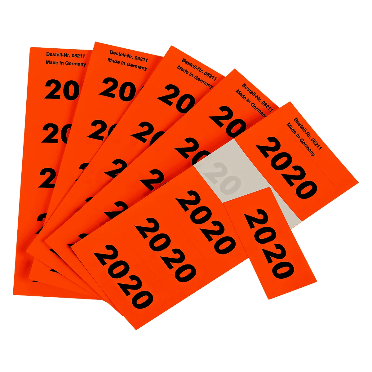 Zelfklevende etiketten met opdruk '2020', rood, 100 stuks