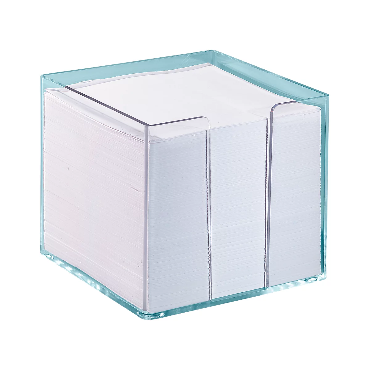 Zettelbox, inkl. 700 Notizzettel, transparent, 95x95x95 mm, Blattfarbe weiß