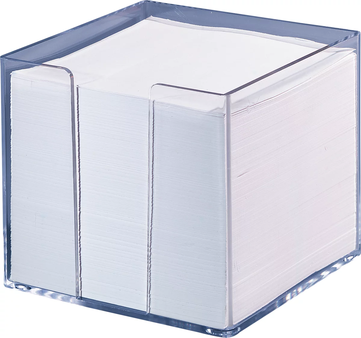 Zettelbox, transparent, 95x95x95 mm, 700 Blatt, weiß