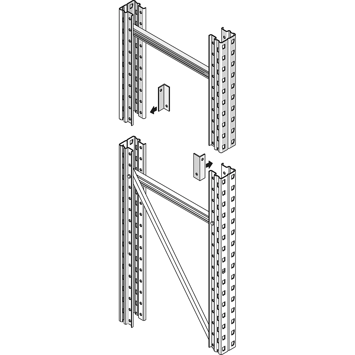 Zijdelingse beveiliging, voor framediepte 850 of 1100 mm, steunbreedte 75 of 100 mm