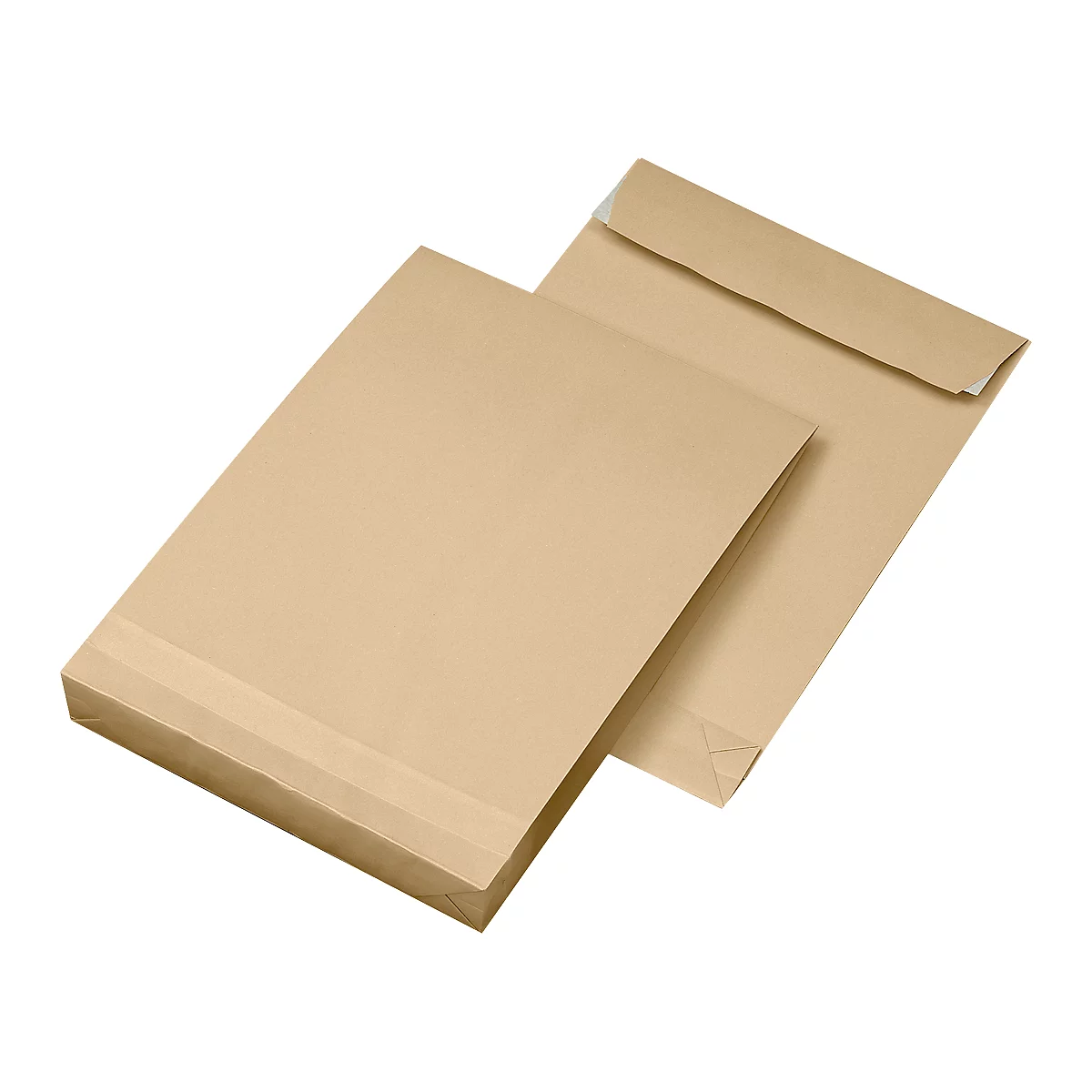 Zijvouwzakjes, 40 mm, klevend, C4, 130 g/m², 100 stuks, bruin