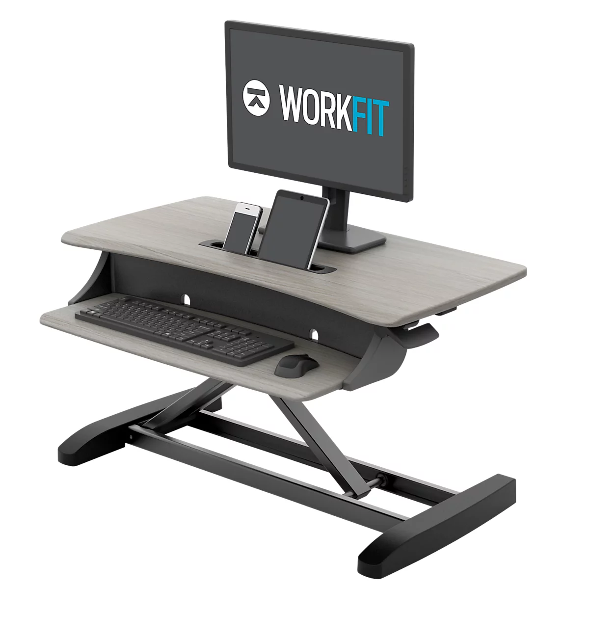 Zit-sta bureauhulpstuk ergotron® WorkFit-Z Mini, in hoogte verstelbaar, tot 11,4 kg, werkblad & toetsenbord lade, geïntegreerd kabelmanagement
