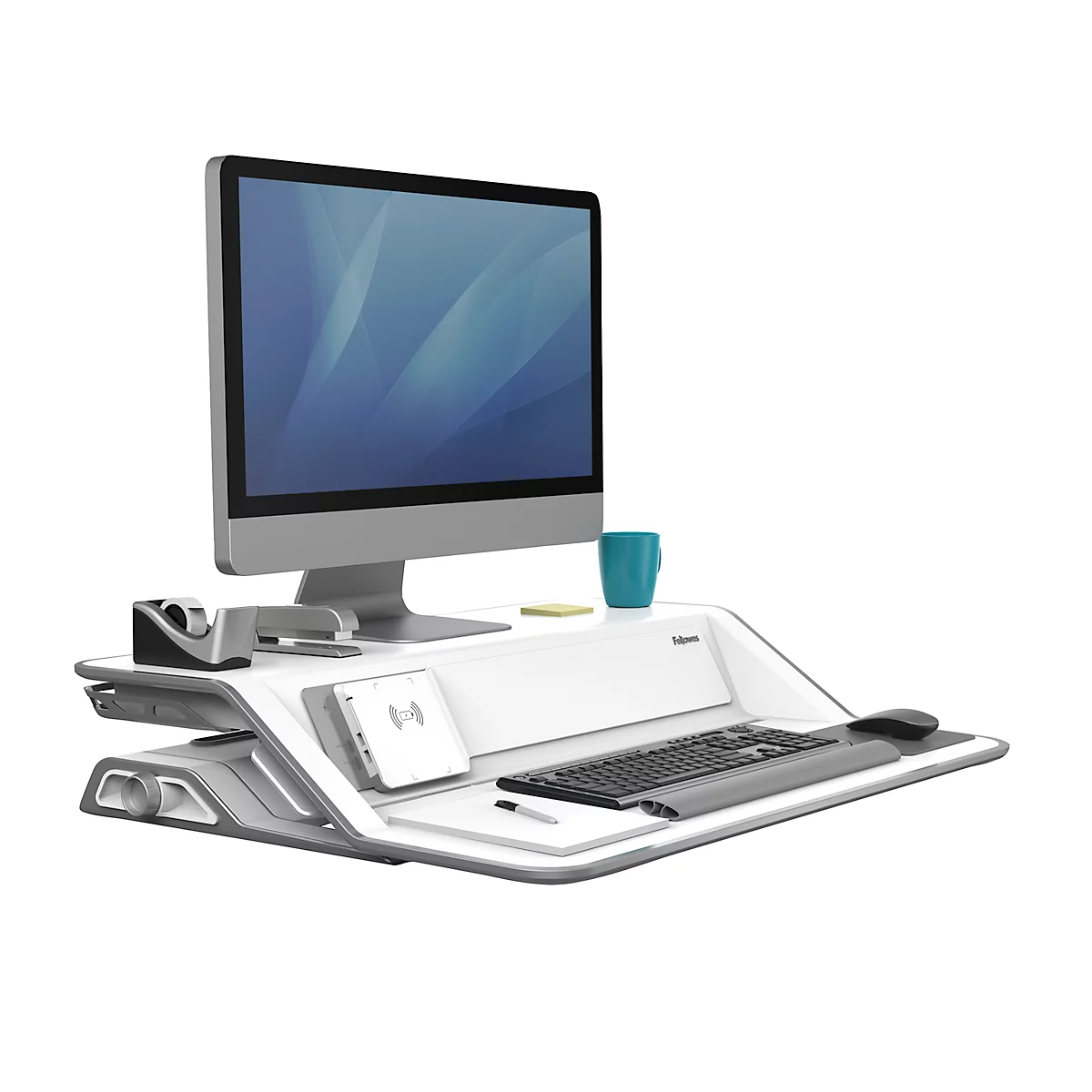 Zit-sta Workstation Lotus™ staal met microban-coating, wit