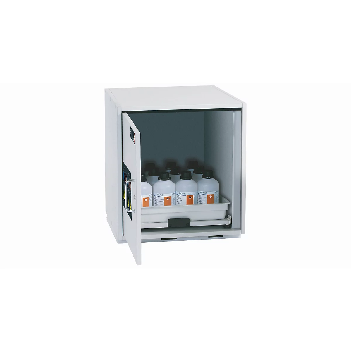 Zure en alkalische onderkast asecos SL-CLASSIC-UB, scharnierende deur, aanslag links, voorkant lichtgrijs, B 590 x D 570 x H 600 mm