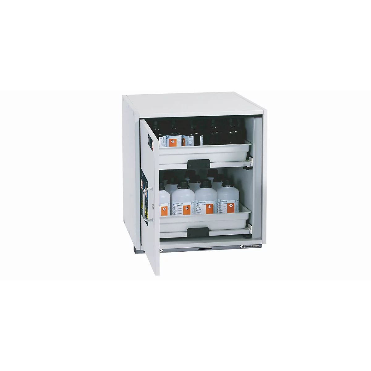 Zure en alkalische onderkast asecos SL-CLASSIC-UB, scharnierende deur, aanslag links, voorkant lichtgrijs, B 590 x D 570 x H 600 mm