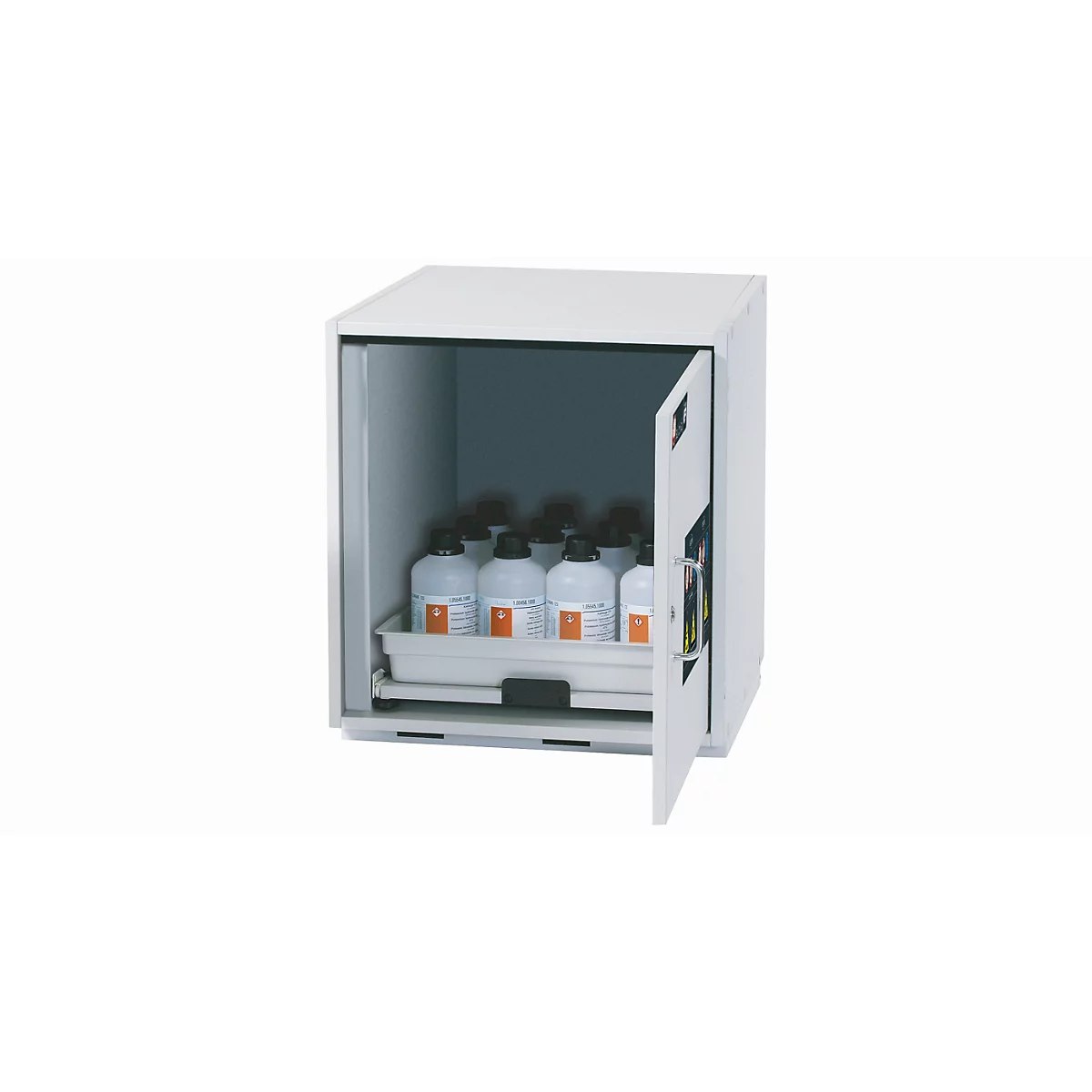 Zure en alkalische onderkast asecos SL-CLASSIC-UB, scharnierende deur, aanslag rechts, voorkant lichtgrijs, B 590 x D 570 x H 600 mm
