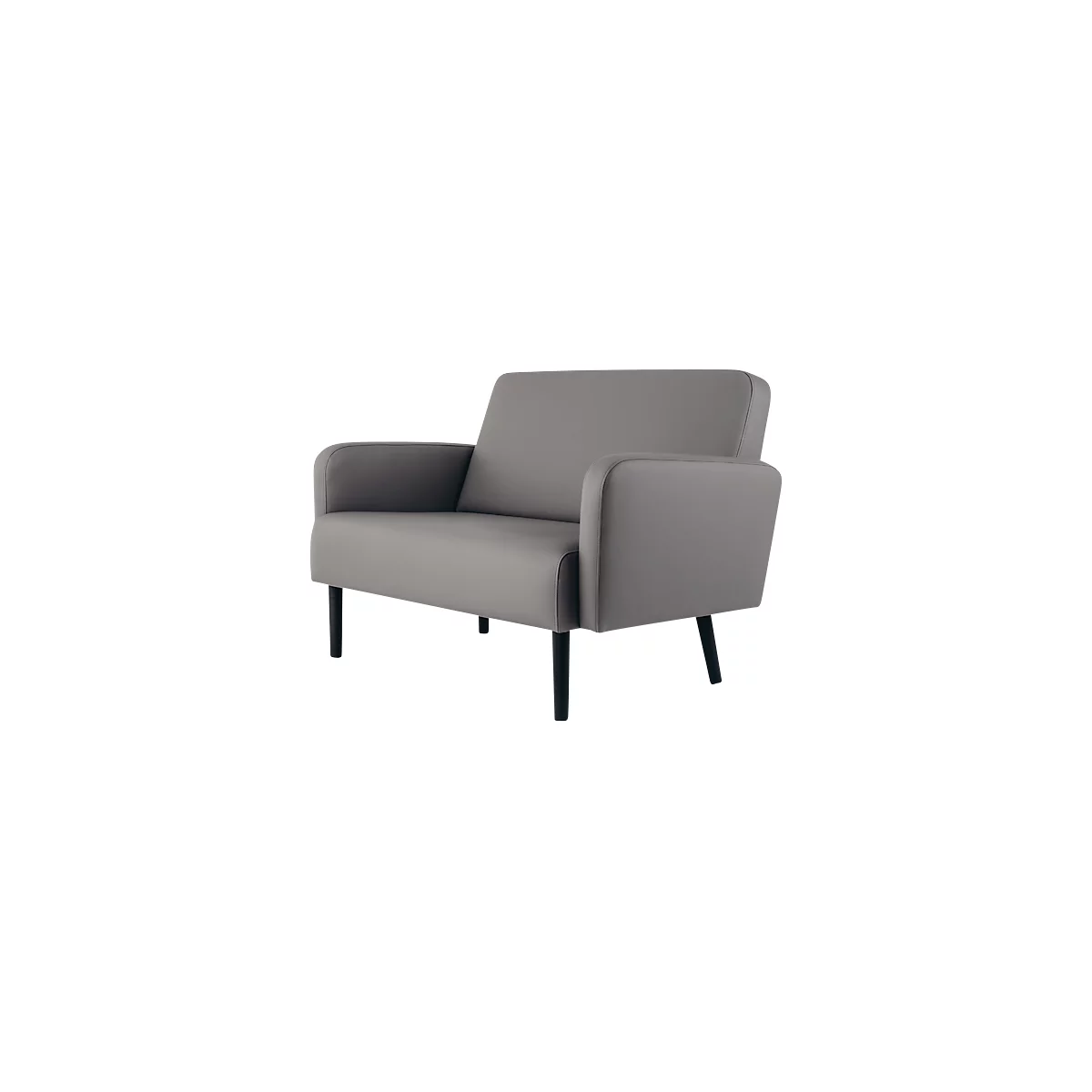 Zweisitzer Sofa meet® by Paperflow LISBOA, desinfektionsmittelbeständiger Kunstlederbezug grau, Fußgestell schwarz, B 1240 x T 815 x H 830 mm